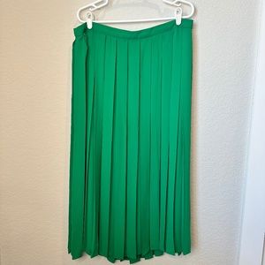 J. Crew Vibrant Green Pleated Midi Skirt - Size 16 - EUC